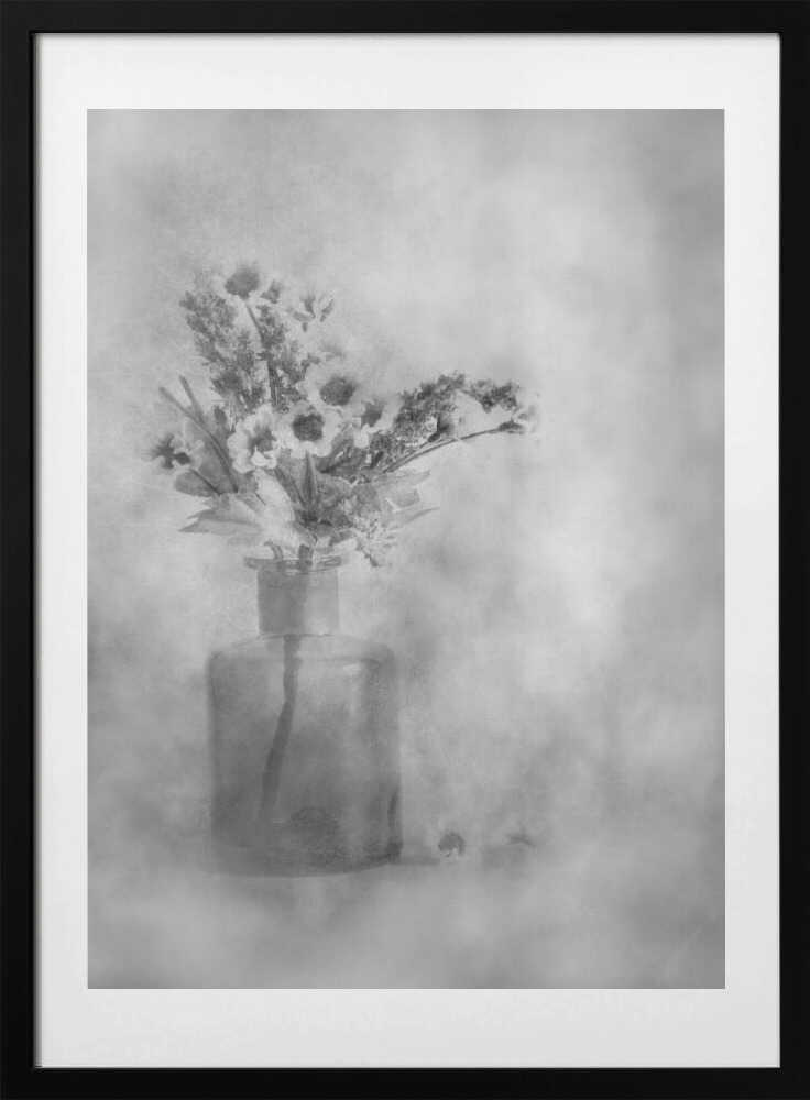 Dreamy Black and White Flowers - Art Print by Cicek Kiral