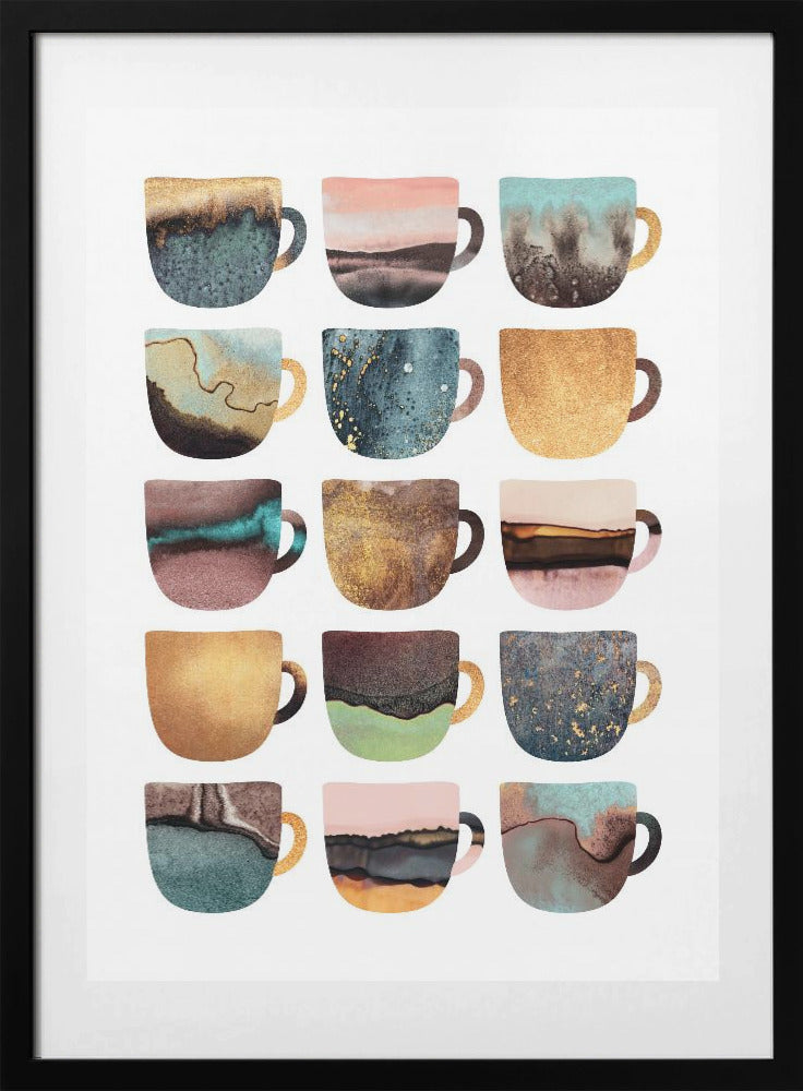 Earthy Coffee Cups - Art Print by Elisabeth Fredriksson