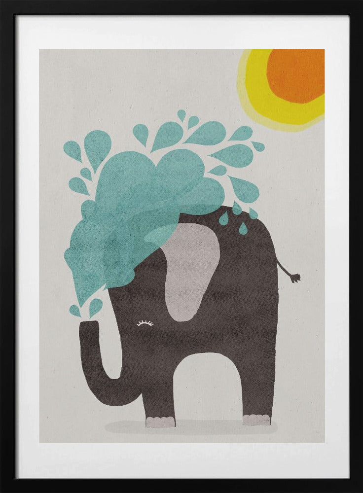 Elephant Splashing - Art Print by Treechild