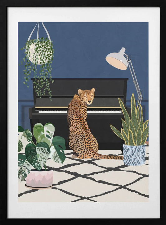 Cheetah playing piano - Art Print by Sarah Manovski