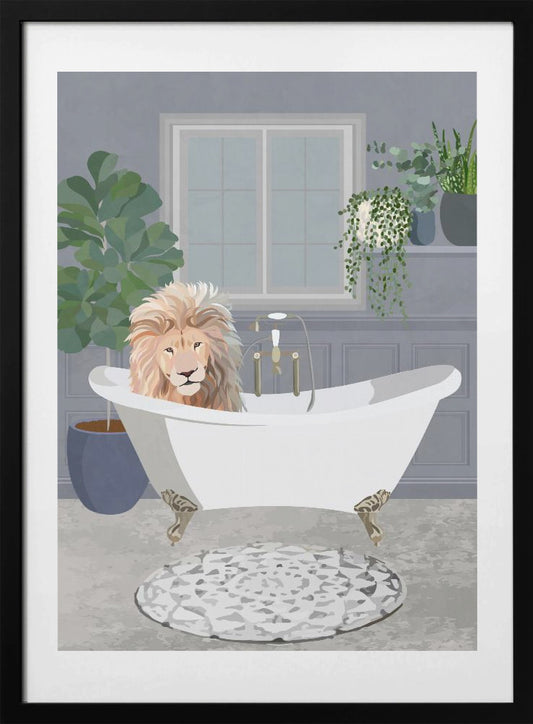 Lion takes a bath - Art Print by Sarah Manovski