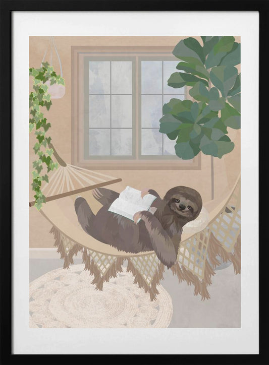 Lazy sloth in hammock - Art Print by Sarah Manovski