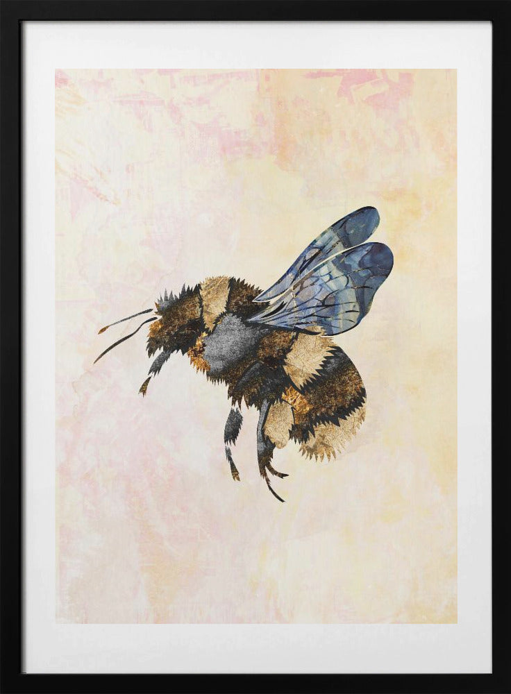 Grunge Watercolour Bee - Art Print by Sarah Manovski