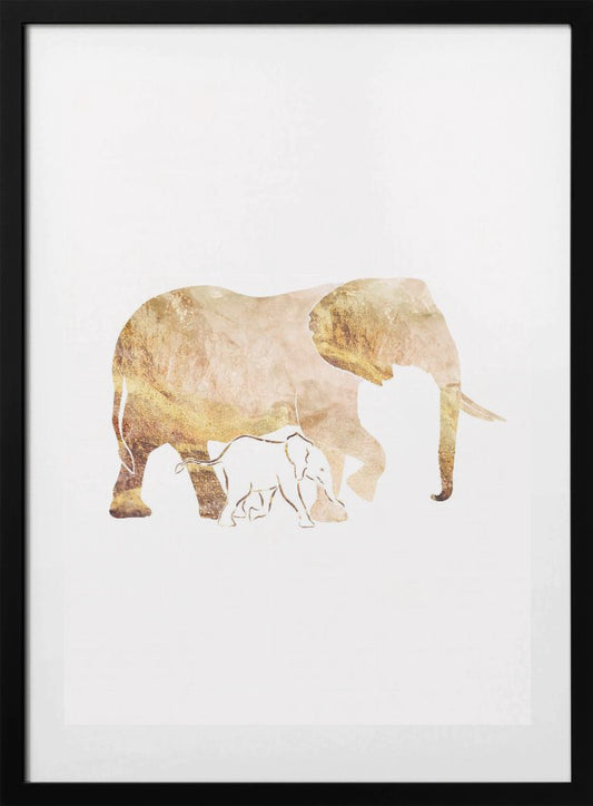 White Gold Elephants - Art Print by Sarah Manovski