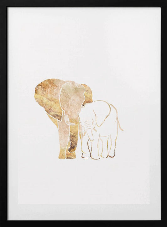 White Gold Elephants 2 - Art Print by Sarah Manovski