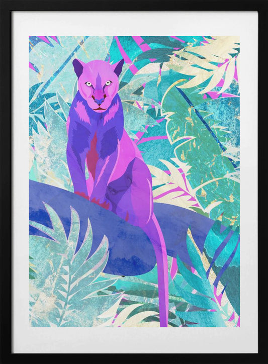 Pink Panther in the neon jungle - Art Print by Sarah Manovski