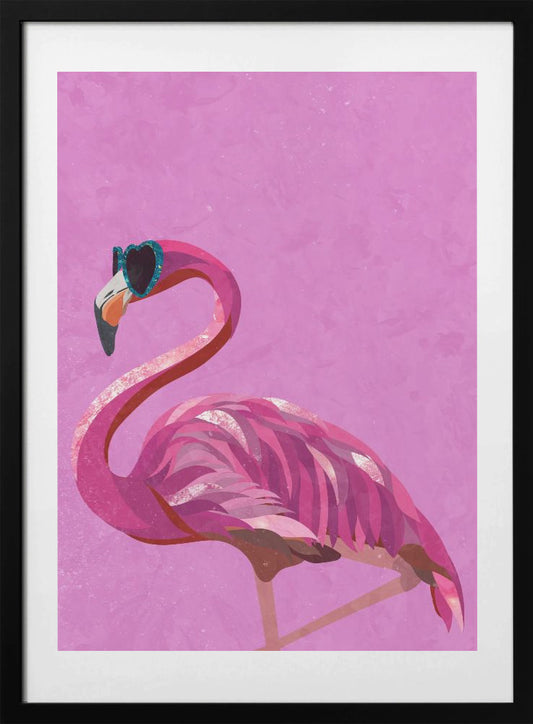 Magenta Metallic Flamingo - Art Print by Sarah Manovski