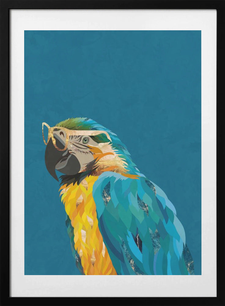 Vibrant macaw wearing glasses - Art Print by Sarah Manovski