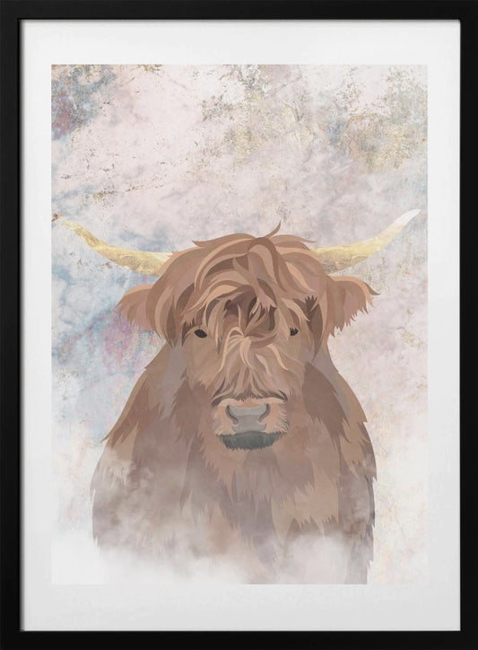 Highlands Cow Gold and Marble - Art Print by Sarah Manovski