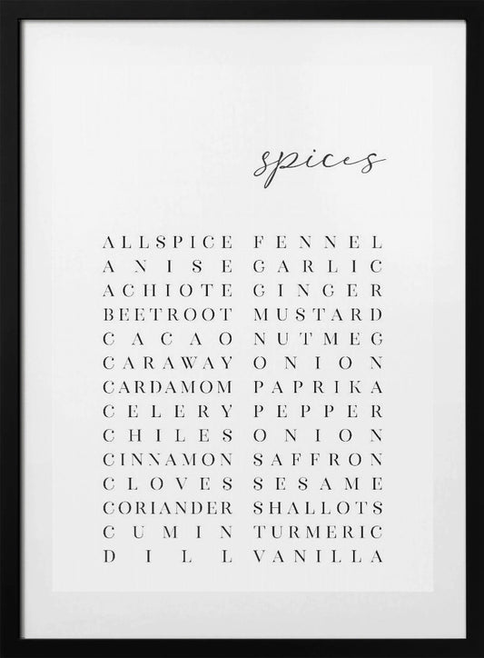 List of spices - Art Print by Rosana Laiz Blursbyai