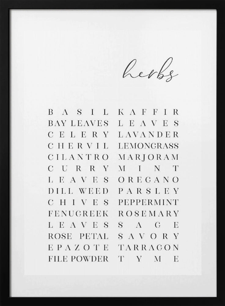 List of herbs - Art Print by Rosana Laiz Blursbyai