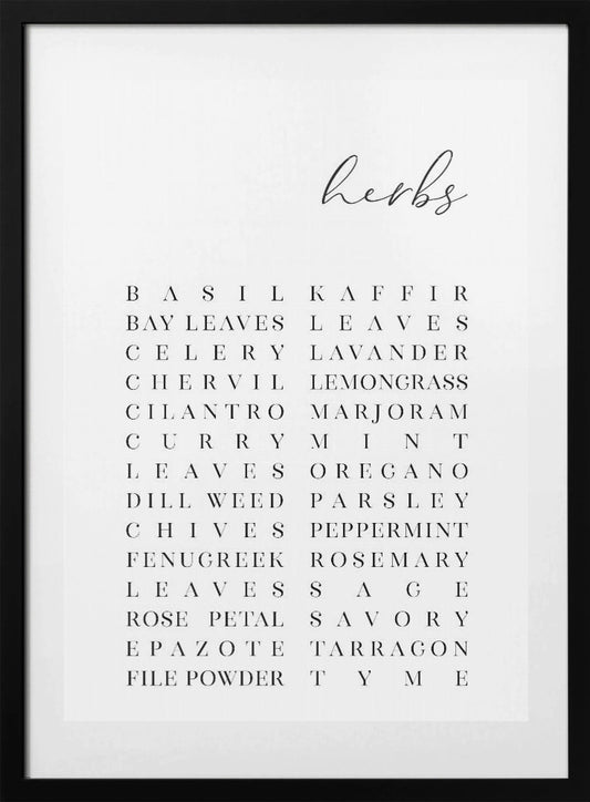 List of herbs - Art Print by Rosana Laiz Blursbyai