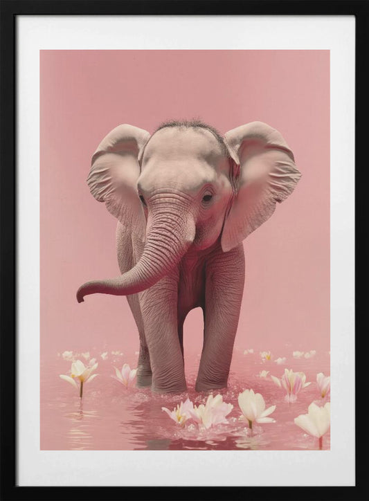 Elephant in Blossoms - Art Print by Treechild
