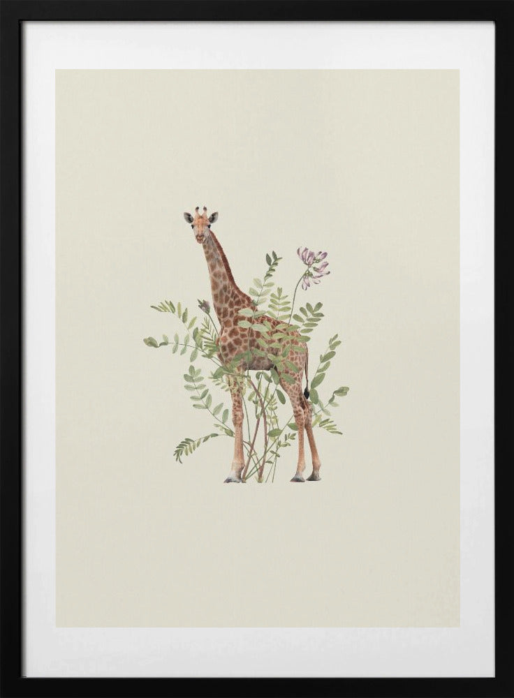 Floral giraffe - Art Print by Frida Floral Studio