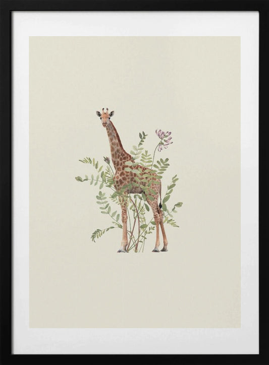 Floral giraffe - Art Print by Frida Floral Studio