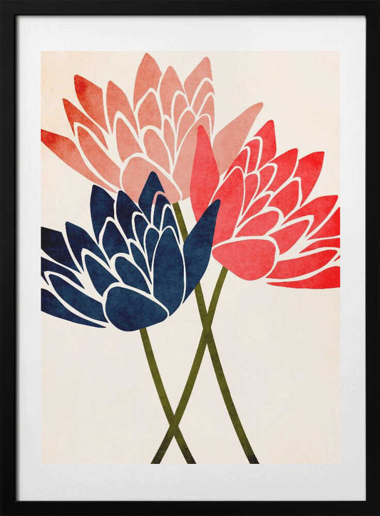 Three Dancing Blossoms - Art Print by Kubistika