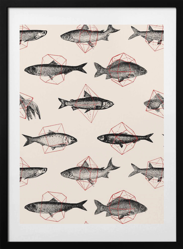 Fishes In Geometrics Nº4 - Art Print by Florent Bodart