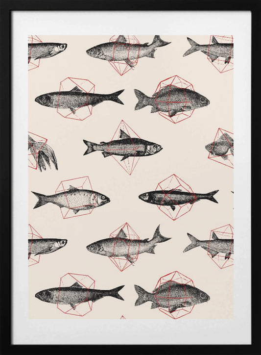 Fishes In Geometrics Nº4 - Art Print by Florent Bodart