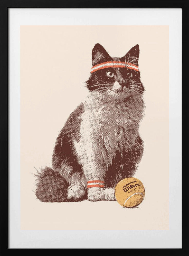 Chat Tennis - Art Print by Florent Bodart