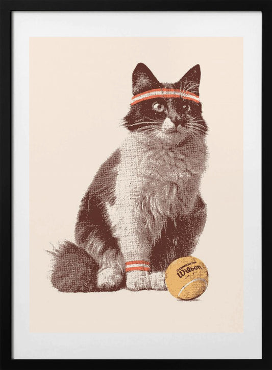 Chat Tennis - Art Print by Florent Bodart