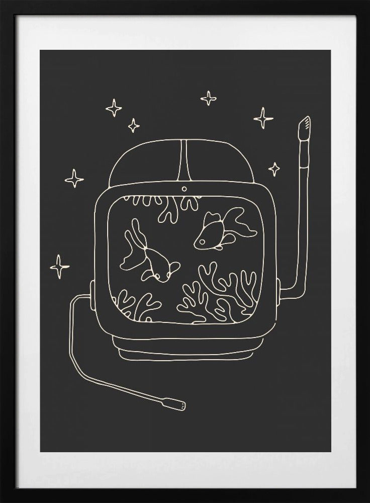 Astronaut and Fishes - Art Print by Florent Bodart