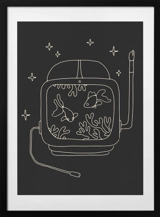 Astronaut and Fishes - Art Print by Florent Bodart