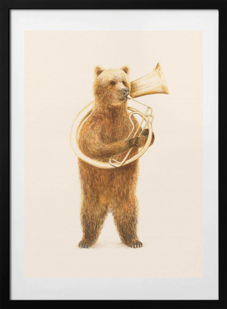The Bear and His Helicon - Art Print by Florent Bodart