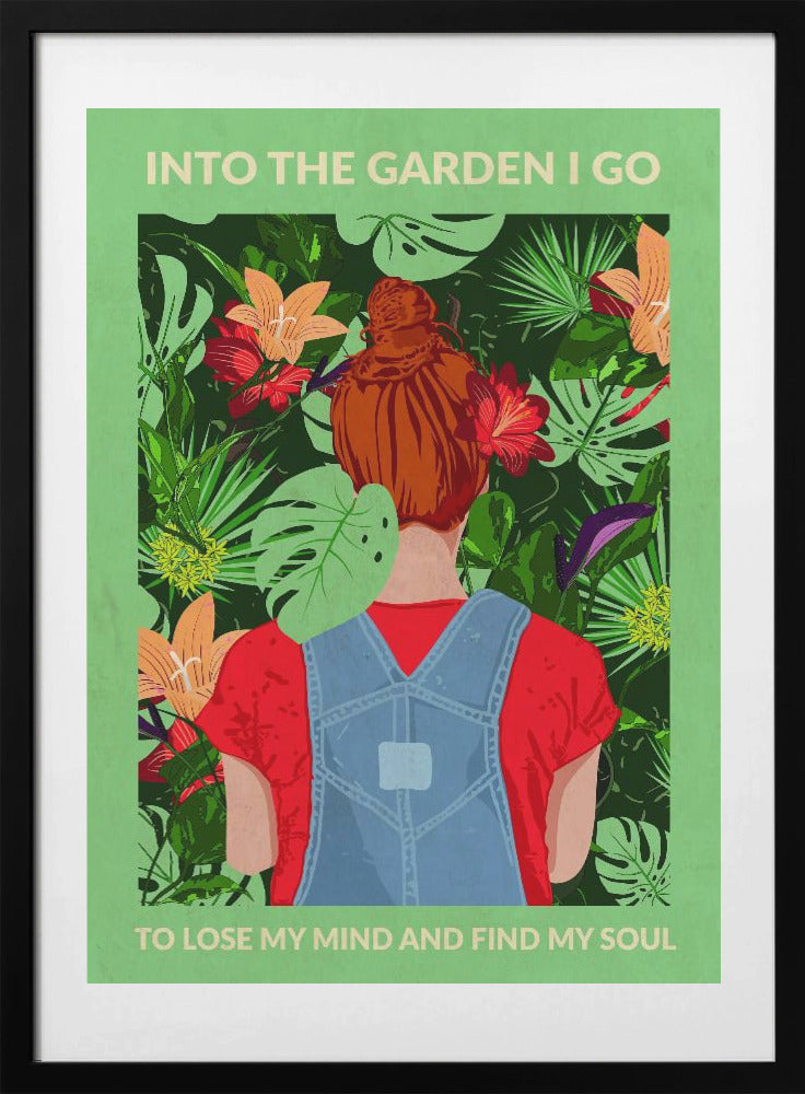 Into the Garden (redhead &amp; Light Green) - Art Print by WallChart Art Studio
