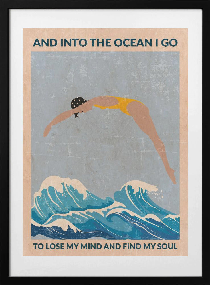 Into the Ocean (blue) Standard Wall Art - Art Print by WallChart Art Studio