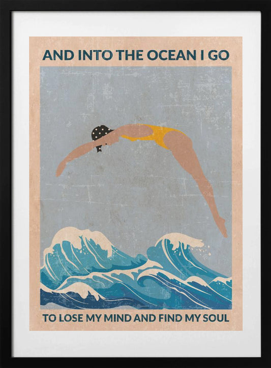 Into the Ocean (blue) Standard Wall Art - Art Print by WallChart Art Studio