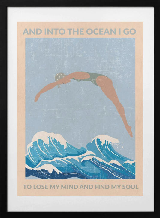 Into the Ocean I Go (grey) - Art Print by WallChart Art Studio