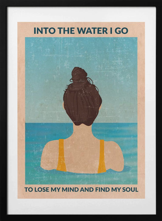 Into the Water (brunette) - Art Print by WallChart Art Studio
