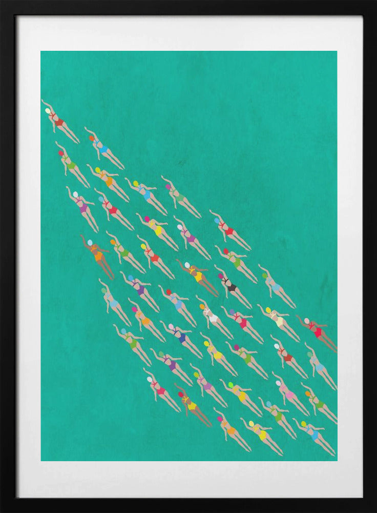 Racing Swimmers - Art Print by WallChart Art Studio