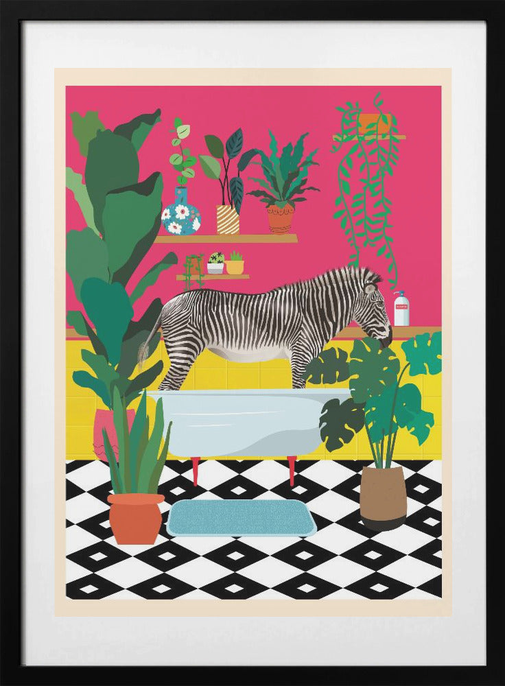 Zebra Bathtime - Art Print by WallChart Art Studio