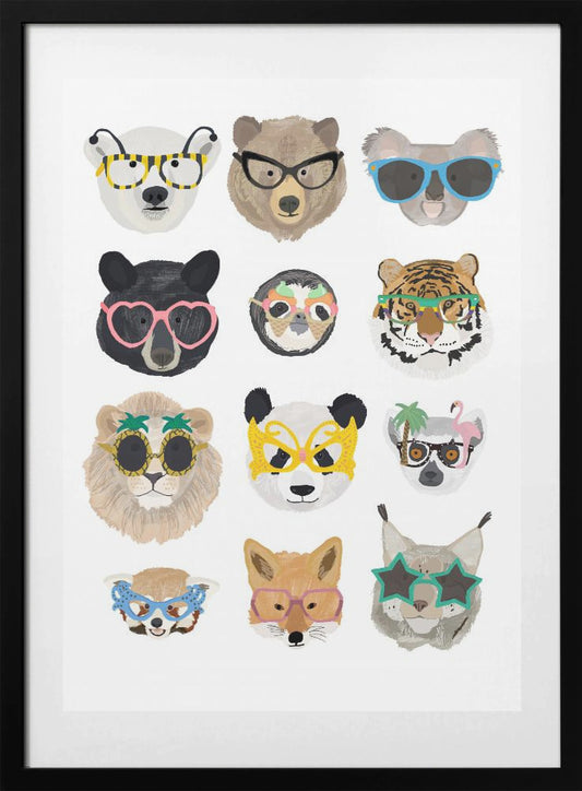 Big Cats in glasses print - Art Print by Hanna Melin