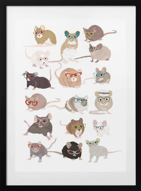 Mice In Glasses - Art Print by Hanna Melin