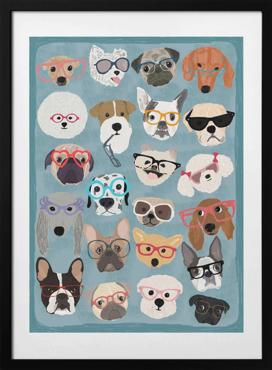 Puzzle Dogs In Glasses - Art Print by Hanna Melin