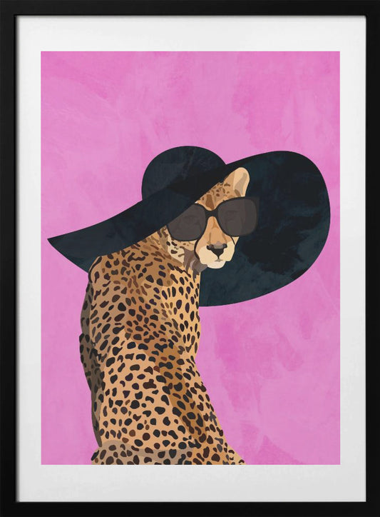 Cheetah Hat Pink - Art Print by Sarah Manovski