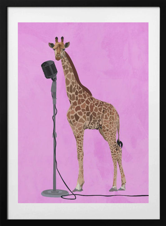 Giraffe Microphone Pink 01 - Art Print by Sarah Manovski