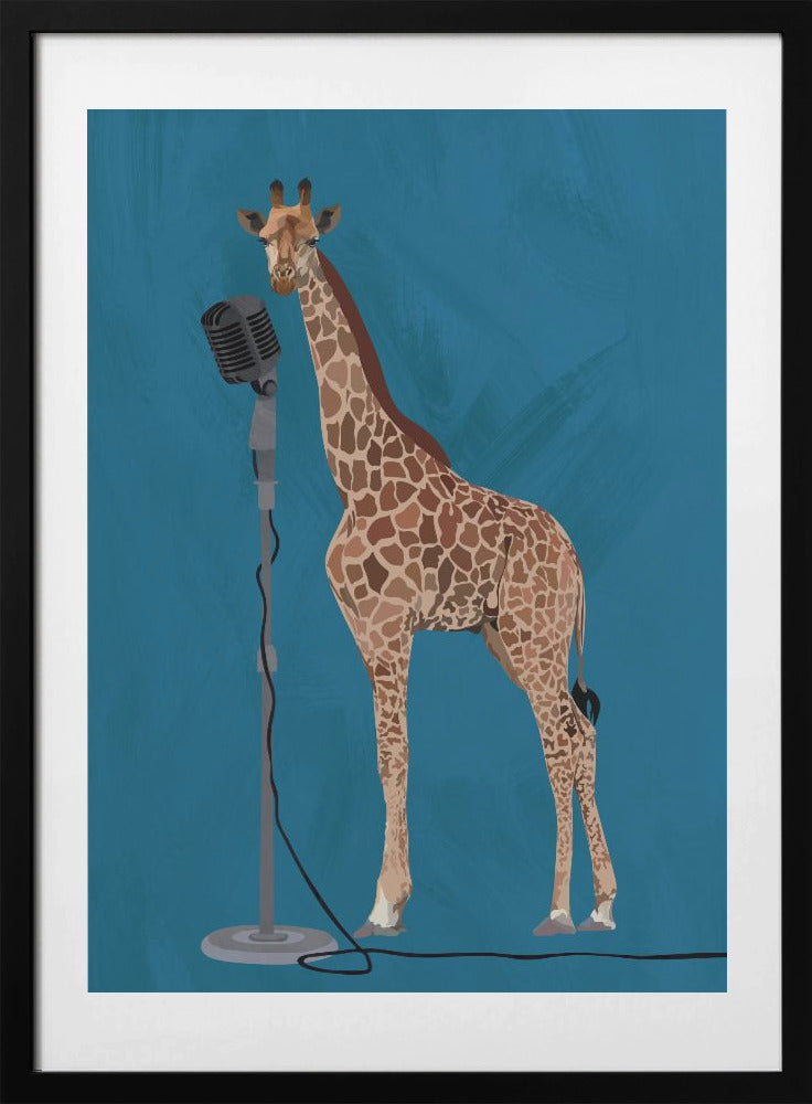 Giraffe Microphone Pink 2 01 - Art Print by Sarah Manovski