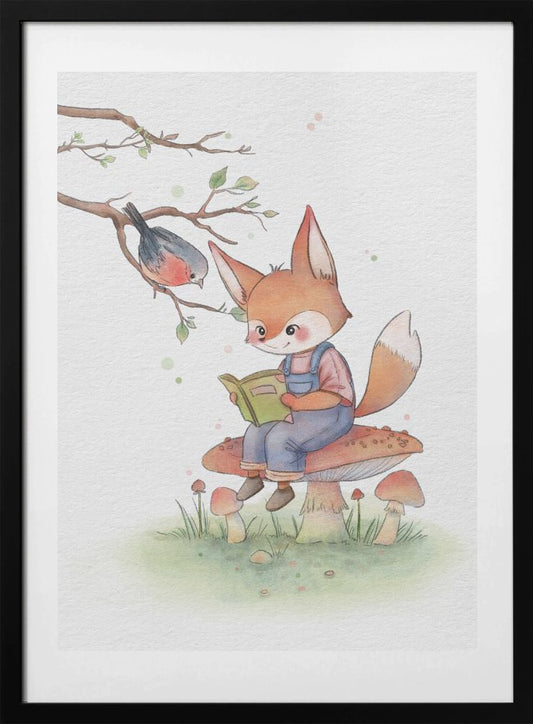 Fox and Bird Illustration - Art Print by Xuan Thai