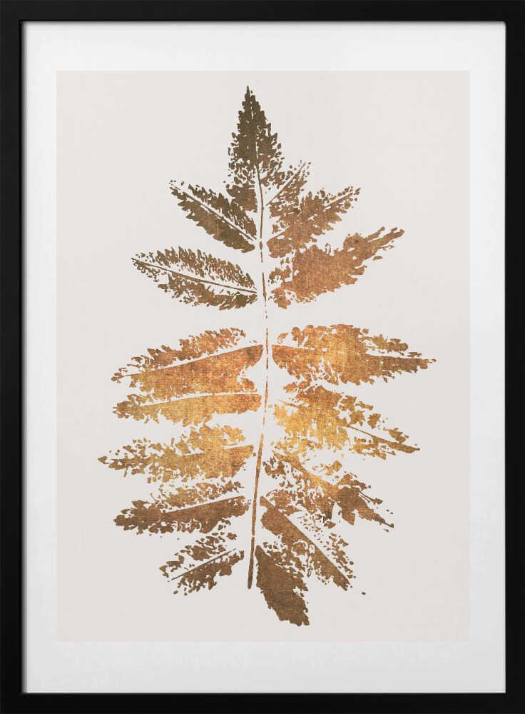 Oak Leaf Print   Gold - Art Print by Kubistika