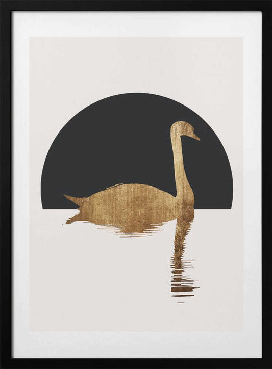 The Swan   Black - Art Print by Kubistika