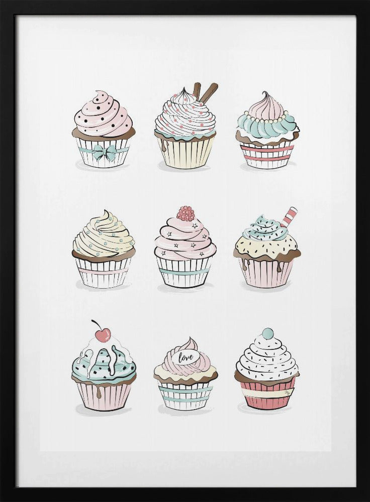 Sweet Cupcake Medley - Art Print by Martina