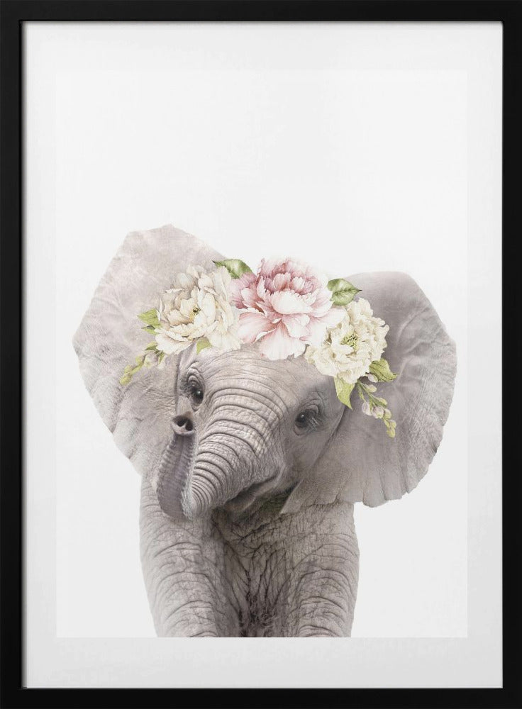 Floral Baby Elephant - Art Print by Lola Peacock