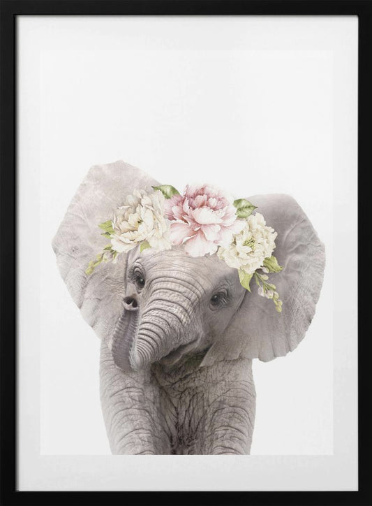 Floral Baby Elephant - Art Print by Lola Peacock