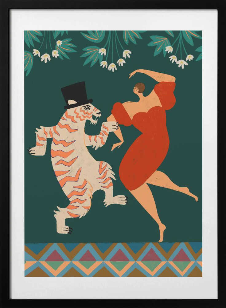 A Date With a Wild Cat - Art Print by Arty Guava