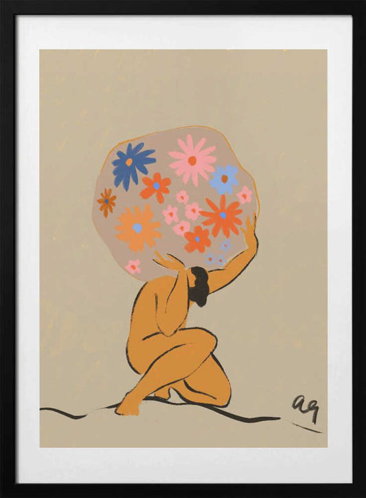 World On Her Shoulders - Art Print by Arty Guava