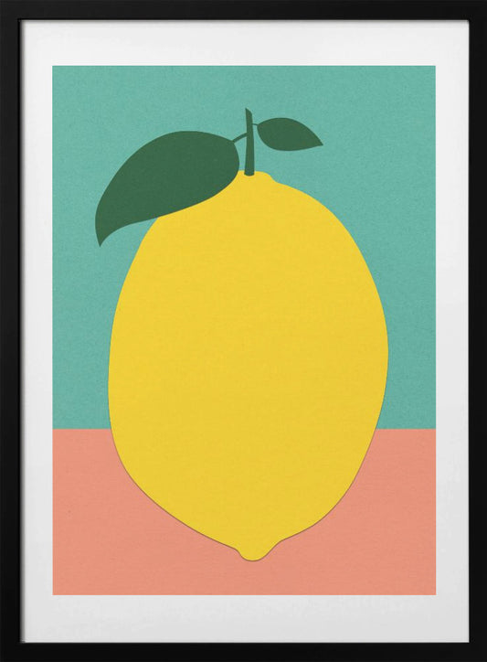 Lemon With Two Leaves - Art Print by Rosi Feist