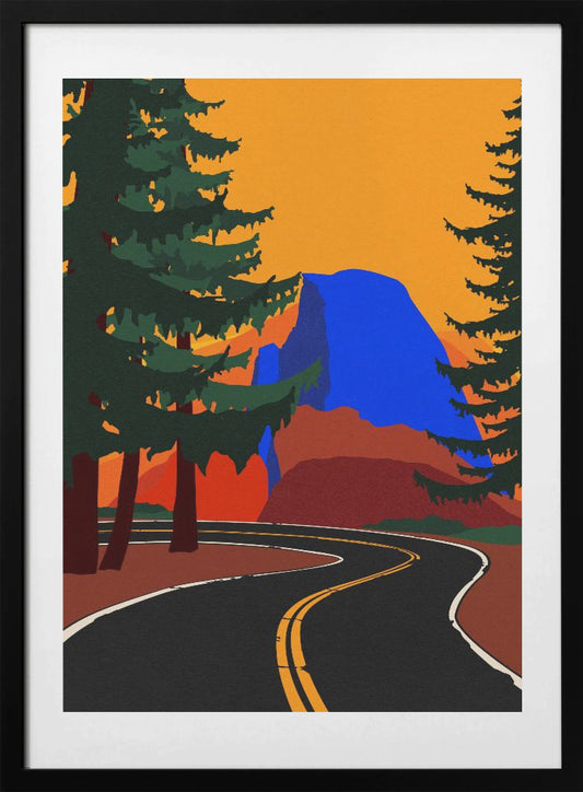 Clacier Road With Half Dome - Art Print by Rosi Feist